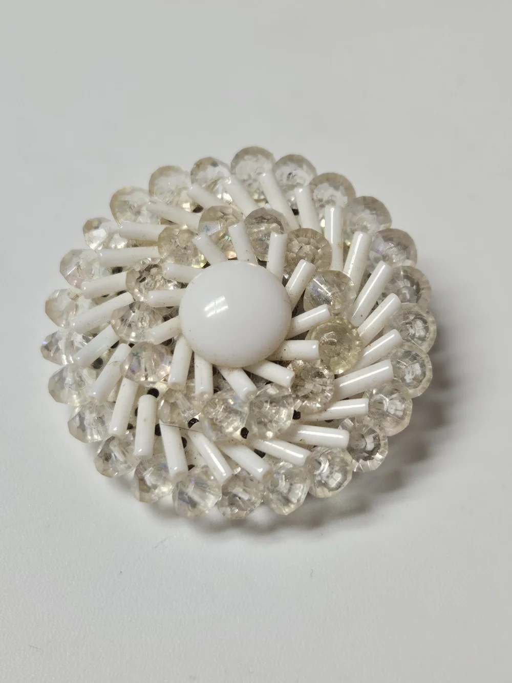 1960s Signeg West German Classic White Milk Glass Brooch